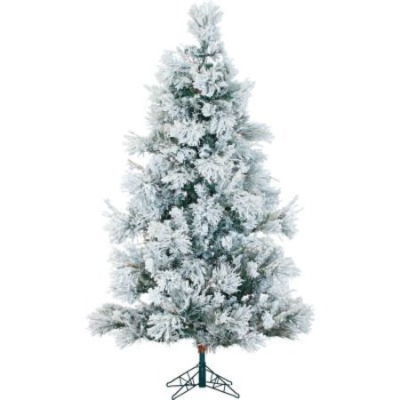 ALMO FULFILLMENT SERVICES LLC Fraser Hill Farm Artificial Christmas Tree, 7.5 Ft. Snowy Pine Flocked, Multi LED Lights FFSN075-6SNEZ